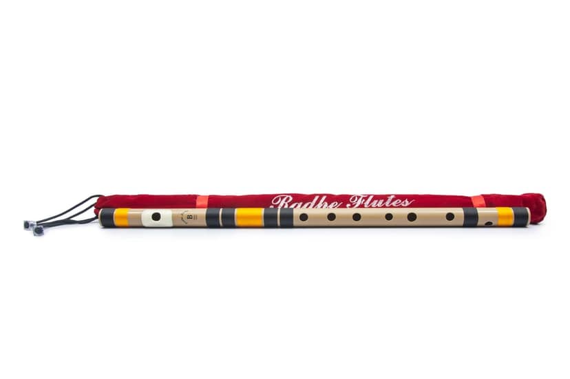 Radhe Flutes PVC Fiber B Natural Bansuri Middle Octave Right Handed With Velvet Cover