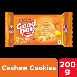 Britannia Good Day Cashew Cookies - Crunchy, Zero Trans Fat, Ready To Eat, 200 G