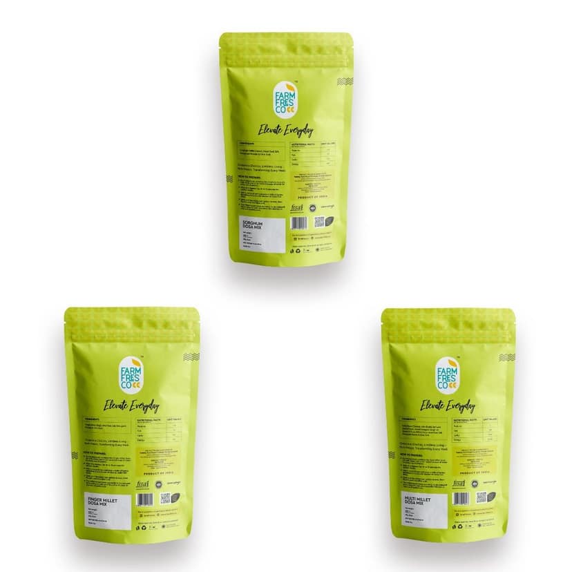 FarmFresco Superdosa Trio - Multi Millet, Jowar & Ragi Dosa Mix (3 x 165g) view 2