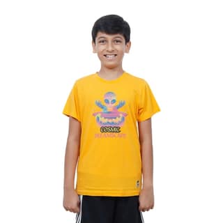 KUCHU Kids’ Unisex T-Shirt for Kids – Blue “Cosmic” Design | Soft Cotton-Modal Blend | Breathable, Lightweight & Stylish Casual Wear for Boys & Girls | Durable & Easy-Care Everyday Tee