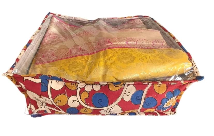 1 SAREEE COVER Handcrafted 6 Saree Cover with Kalamkari Print - 100% Cotton, Dustproof and Moth Proof, Perfect for Storing and Organizing Sarees view 2