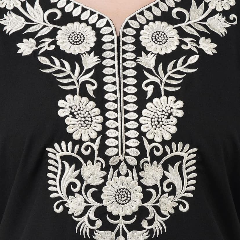 KOI SLEEPWEAR Premium Women White SIX Flower Embroidery Night Gown Lizzybizzy Cotton Nighty Maxi view 5