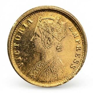 Bikanir State 1/4 Anna 1895 Victoria, British India Gold-plated Fantasy Variant view 2