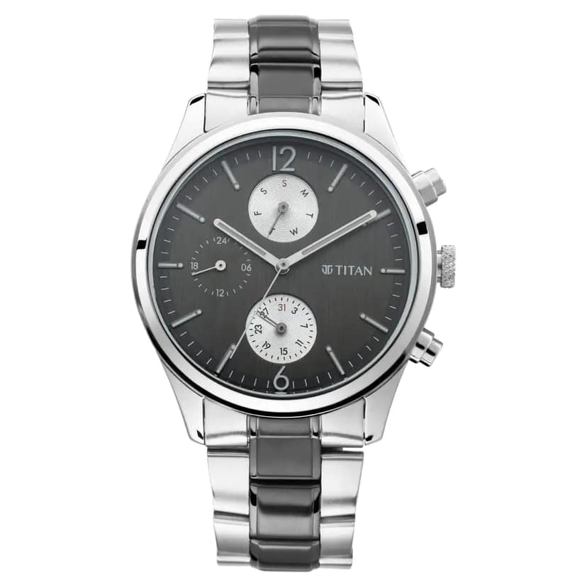 TITAN Men Workwear Round Black Watches 1805KM02