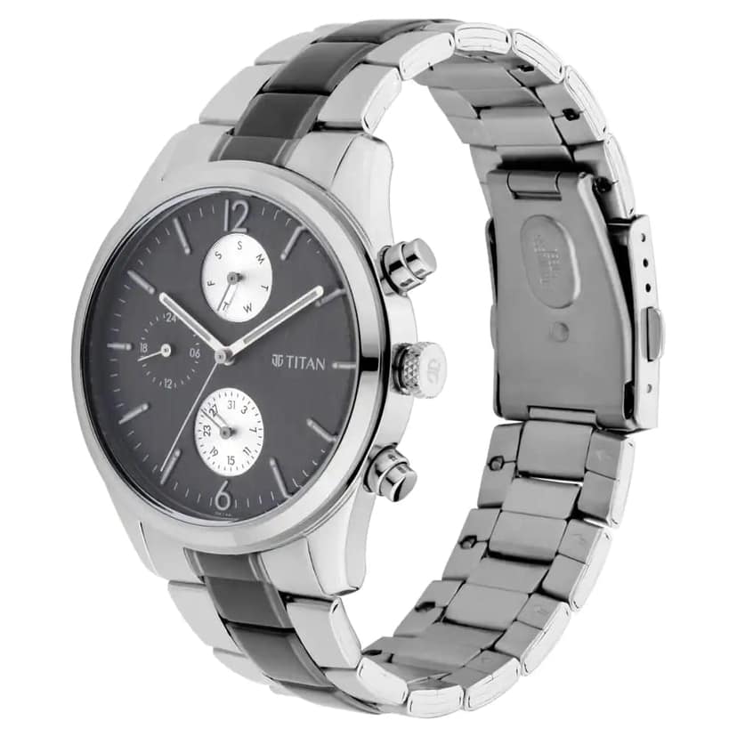 TITAN Men Workwear Round Black Watches 1805KM02 view 2
