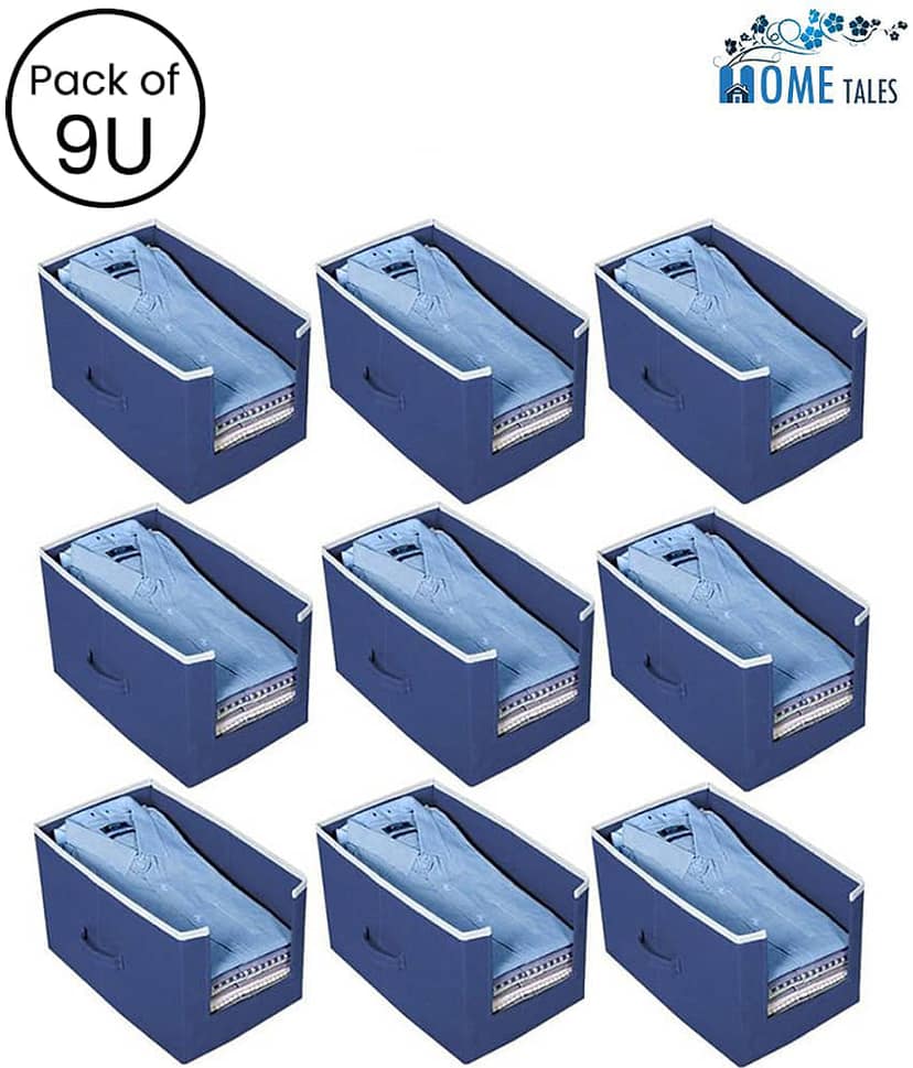 Non-Woven Shirt Stacker & Cloth Organizer, Pack of 9 (Pink)
