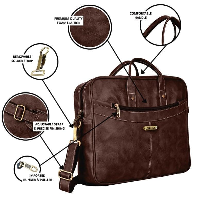 LOREM 10L Faux Leather Messenger Bag For Men & Women-UF view 4