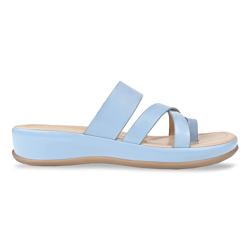 Blue Women Comfort Patent Flats