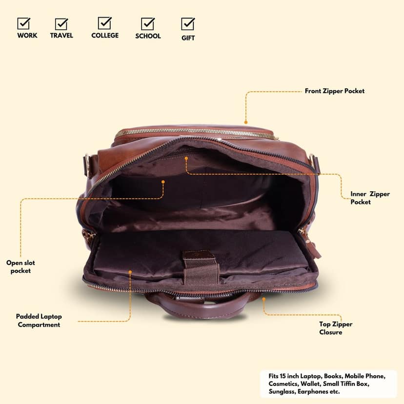 VISMIINTREND Women Bags | Stylish College Backpack | Backpack for Office Use | Travel Backpack | Vegan Leather | Waterproof | Laptop Backpack view 6