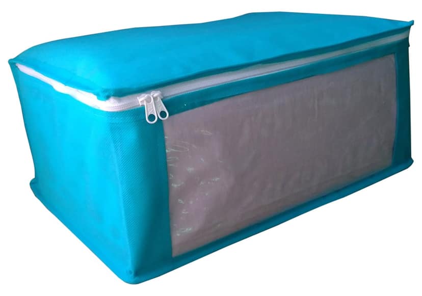 Non Woven Fabric Multi-Purpose Storage Bag/Saree Cover/Clothes Organiser for Wardrobe Set with Transparent Window (Pack of 4) view 3