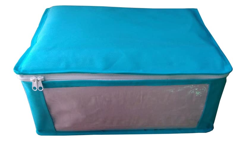 Non Woven Fabric Multi-Purpose Storage Bag/Saree Cover/Clothes Organiser for Wardrobe Set with Transparent Window (Pack of 4) view 4