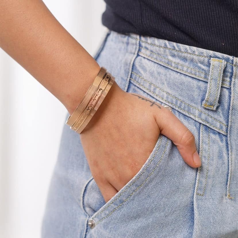 Rose Gold Waves Bangle Bracelet view 2