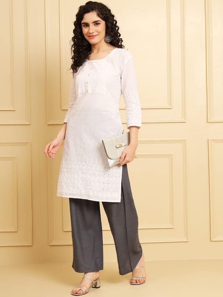 Soft Colors Regular Fit Pocket Palazzo (Dark Grey) view 7