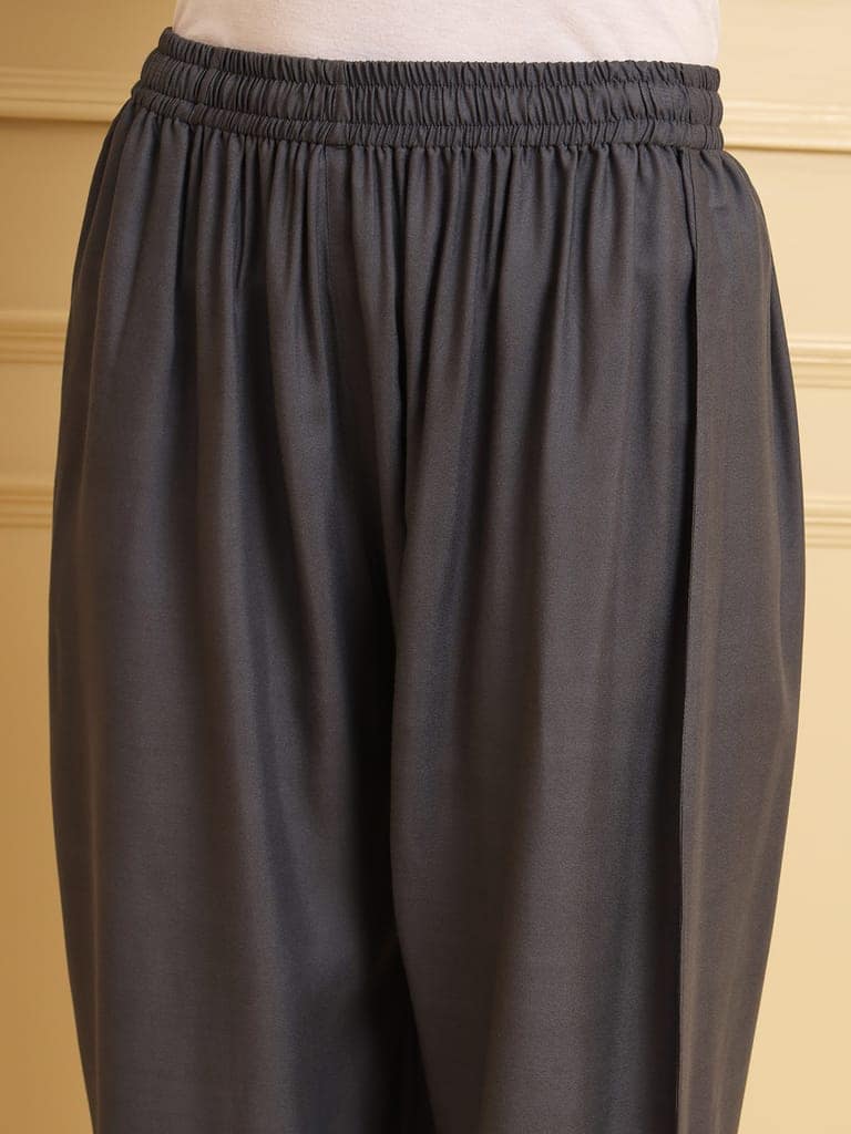 Soft Colors Regular Fit Pocket Palazzo (Dark Grey) view 8