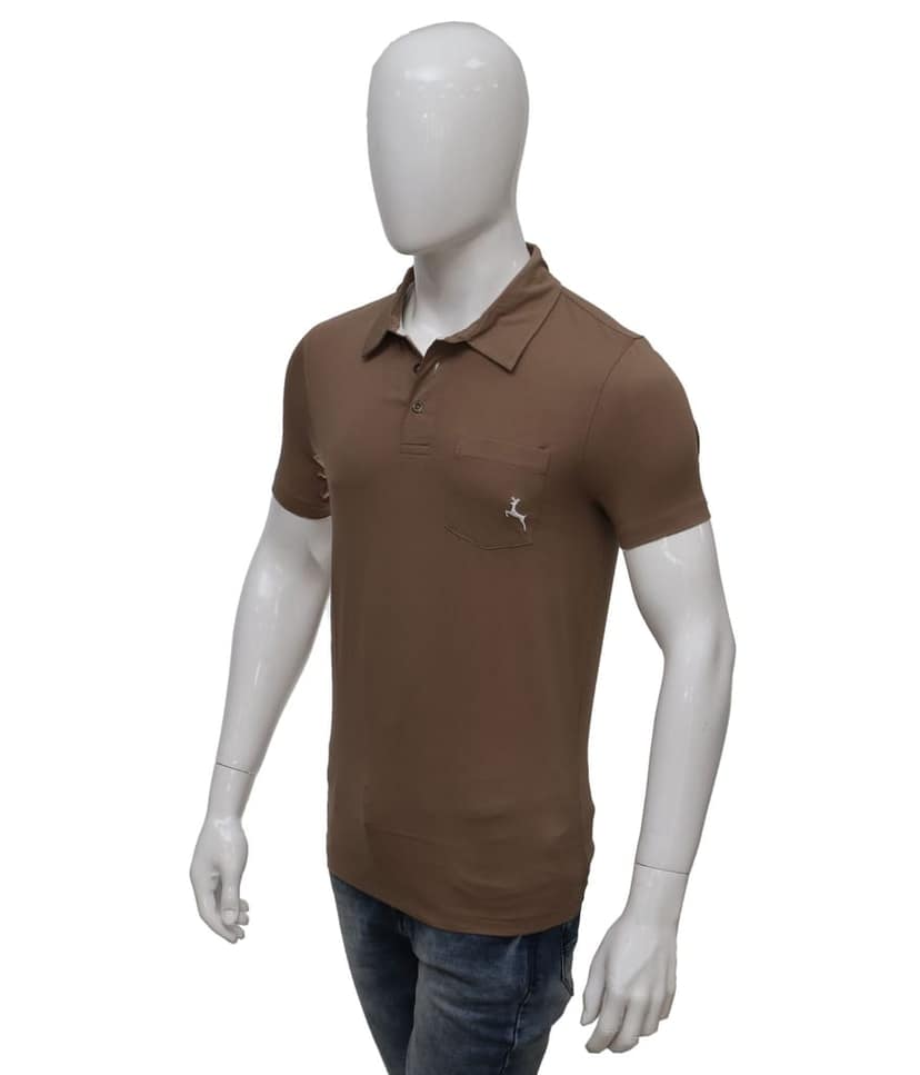 Men' Olive Steen Solid Polo T-Shirt view 4