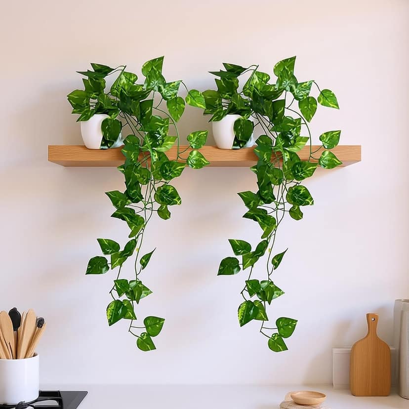 Artificial Hanging Vine Plants with Pots, 45 cm, Pack of 2