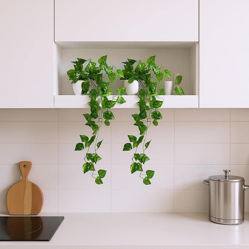 Artificial Hanging Vine Plants with Pots, 45 cm, Pack of 2 view 2