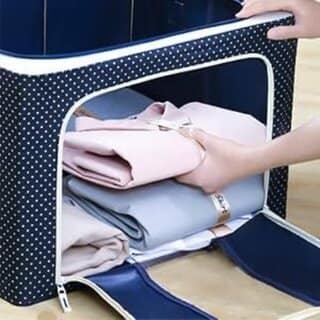 (Pack of 1) GOTI CART 24 Ltr storage bag Foldable Steel Frame Cloths Zip Organizer Bag and Oxford Fabric Storage Living Cover Boxes For Wardrobe Organizer Shelves Clothes, Sarees, Bed Sheet, Blanket view 4