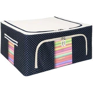 (Pack of 1) GOTI CART 24 Ltr storage bag Foldable Steel Frame Cloths Zip Organizer Bag and Oxford Fabric Storage Living Cover Boxes For Wardrobe Organizer Shelves Clothes, Sarees, Bed Sheet, Blanket view 7