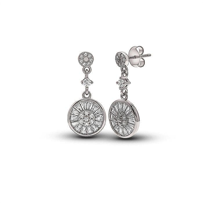 Silver Wheel Dangle Earrings view 4