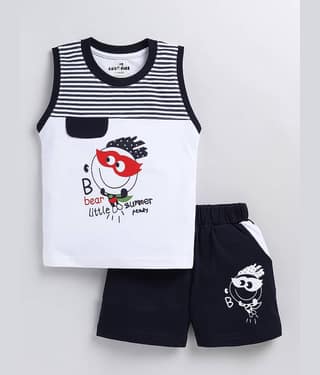 CUTOPIES Pack of 1 Boys Cotton Blend T-Shirt & Shorts Set ( Red )