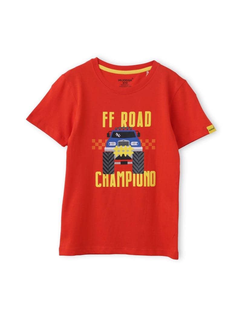 Boys T-Shirt Fiery Red / Blue Coral, Soft Cotton, Ages 7-14 (2pcs pack) view 2