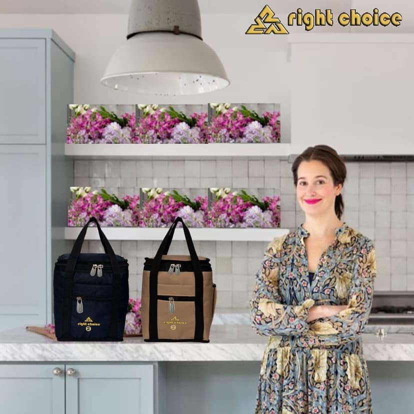 RIGHT CHOICE Bags Combo Polyester Lunch Bags Carry on Tote Compact Heat Preservation Waterproof Hygiene Meal Prep Box (Black and Beige) view 4