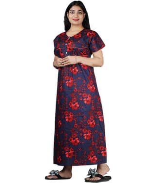 Favnic Cotton Nighty & Night Gowns - Red