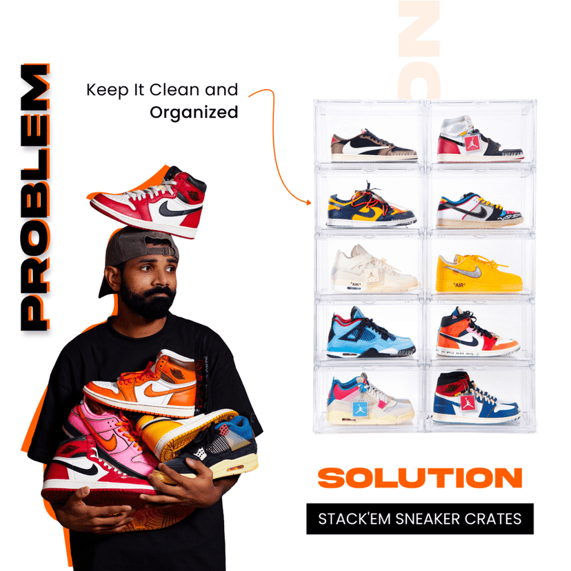 SNEAKARE Shoe Storage Organizer (Clear), Heavy-Duty Sneaker Box, Stackable Storage Box with Magnetic Closure, Multipurpose Large Storage Box, Fits Size UK14, Plastic view 7