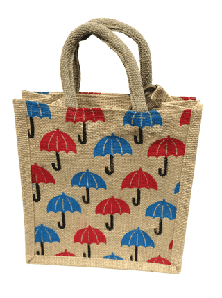 Jute Lunch Bag - Eco-Friendly Tote with Colorful Print