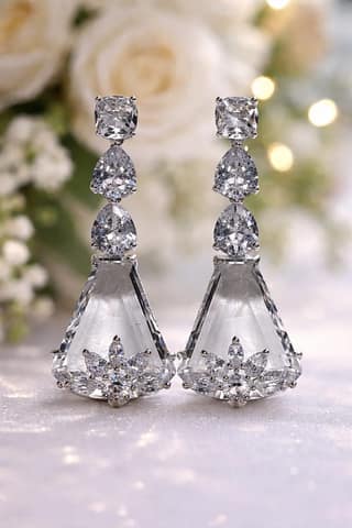 ✨Sliver Plated White Stone Geomatric Earrings ✨