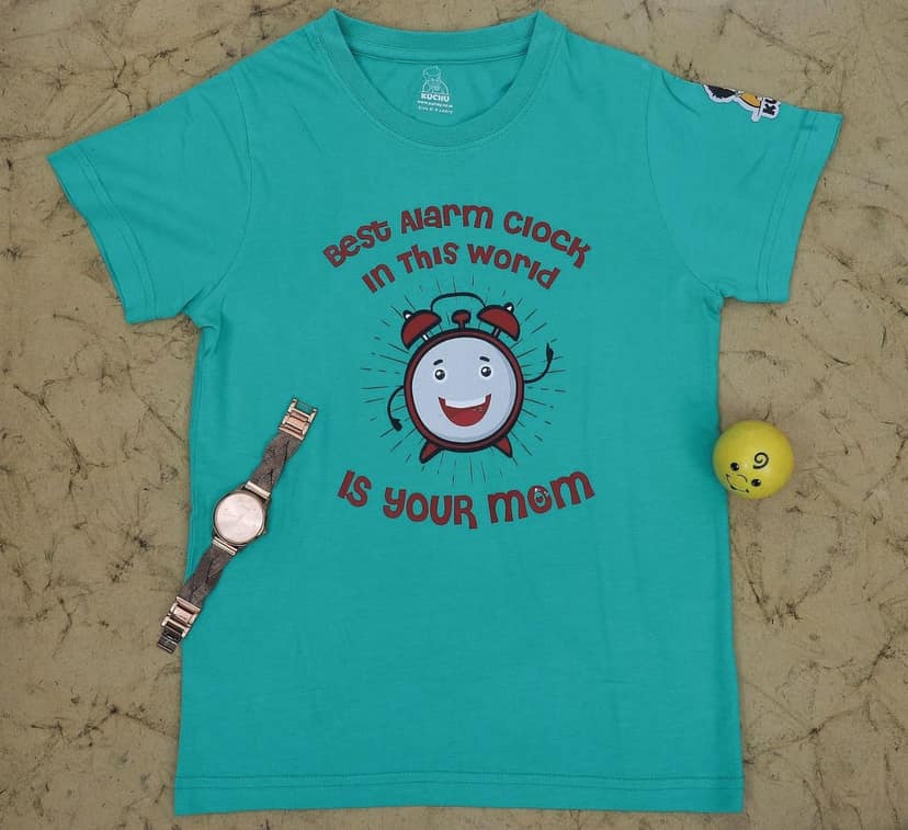KUCHU Alarm Clock Theme Kids T-Shirt | 8–9 Years | Cotton Modal | Soft Feel | Comfortable view 5