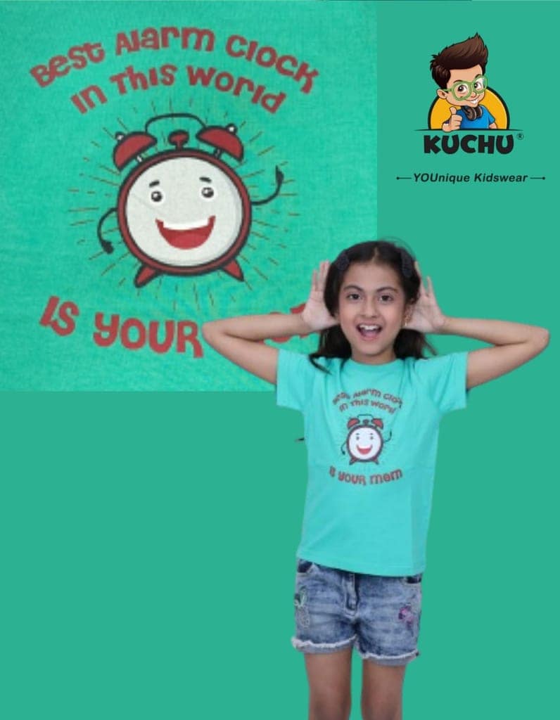 KUCHU Alarm Clock Theme Kids T-Shirt | 8–9 Years | Cotton Modal | Soft Feel | Comfortable view 8