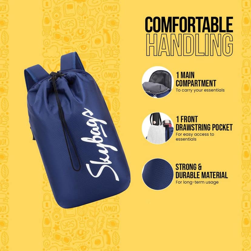 String 15L Casual Daypack Backpack with Drawstring Compartment - Navy view 3
