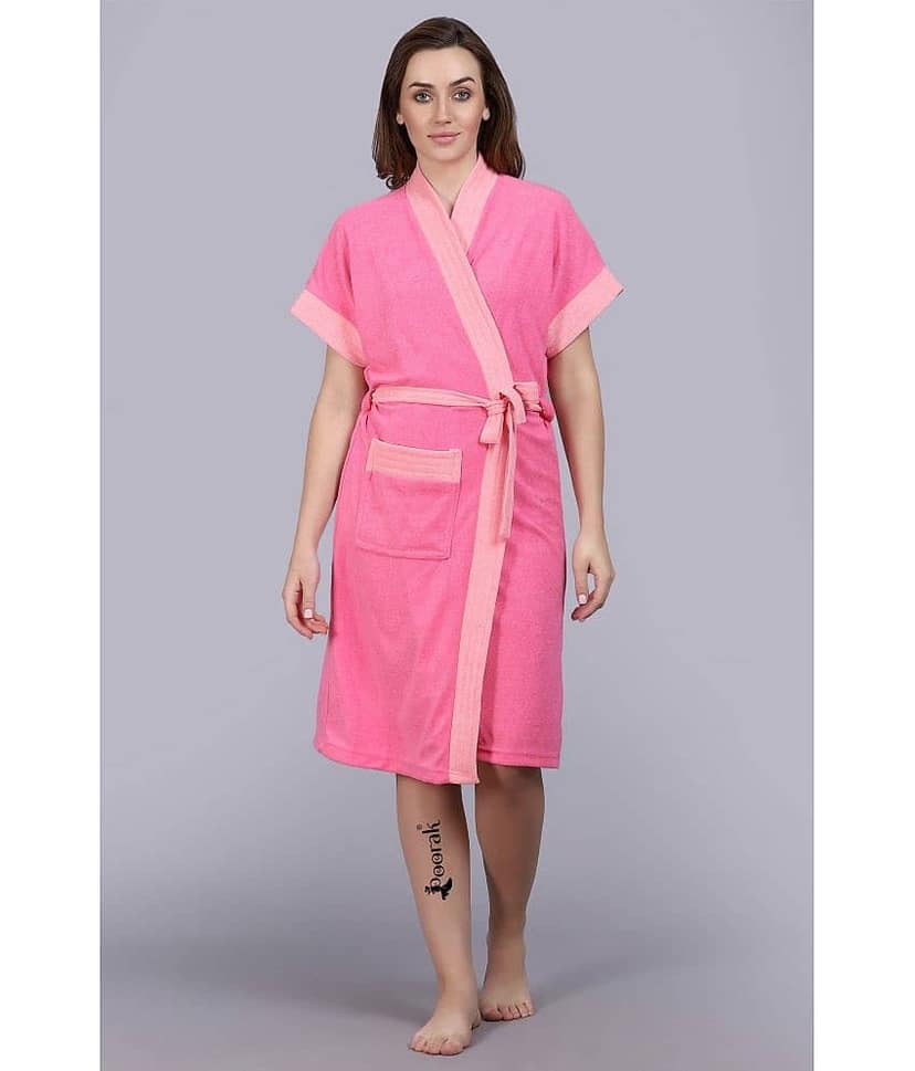 Poorak Pink Free Size Bathrobe ( Pack of 1 )