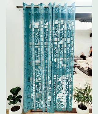 Homefab India Floral Transparent Eyelet Window Curtain 5ft (Pack of 2) - White