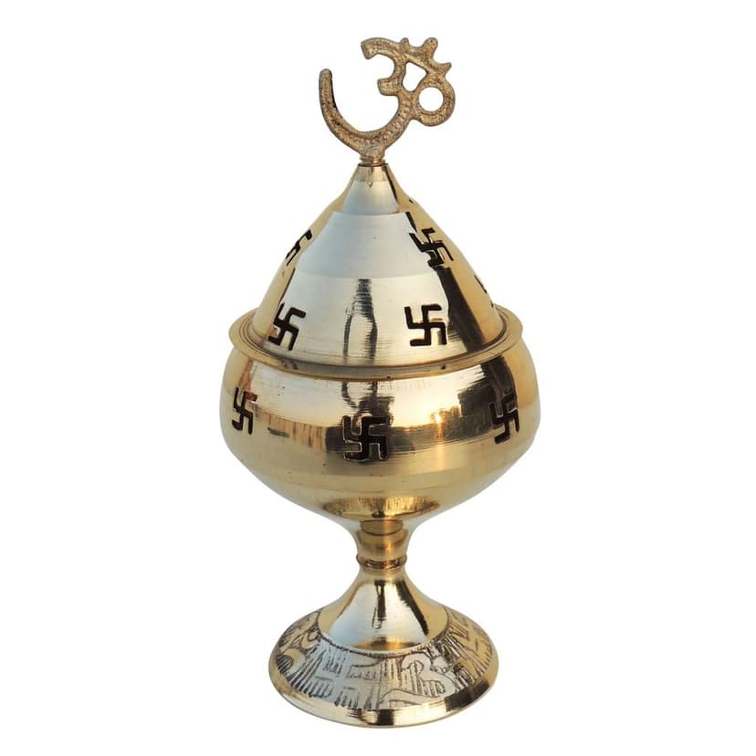 Brass Table Decor Oil Lamp Om Pakija Deepak - Premium Brass Lamp for Puja D?cor, Height : 4.1 Inch (ZMAS164 E) view 2