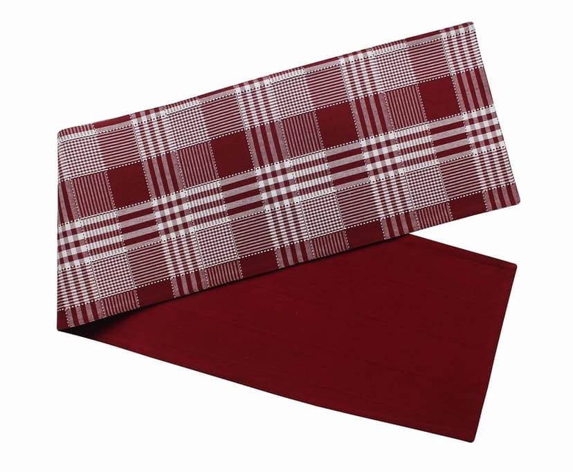 Airwill Cotton Track Dobby Maroon Desinged Checked Pattern Table Runner Length 152cm (Maroon, Pack of 1) view 3