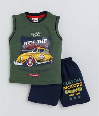 Mars Infiniti Pack of 1 Boys Cotton T-Shirt & Shorts Set ( Turquoise )