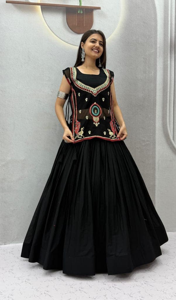 Traditional Black Lehenga Choli for Women | Festive Garba & Dandiya Night Outfit view 2