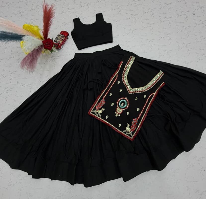 Traditional Black Lehenga Choli for Women | Festive Garba & Dandiya Night Outfit view 7