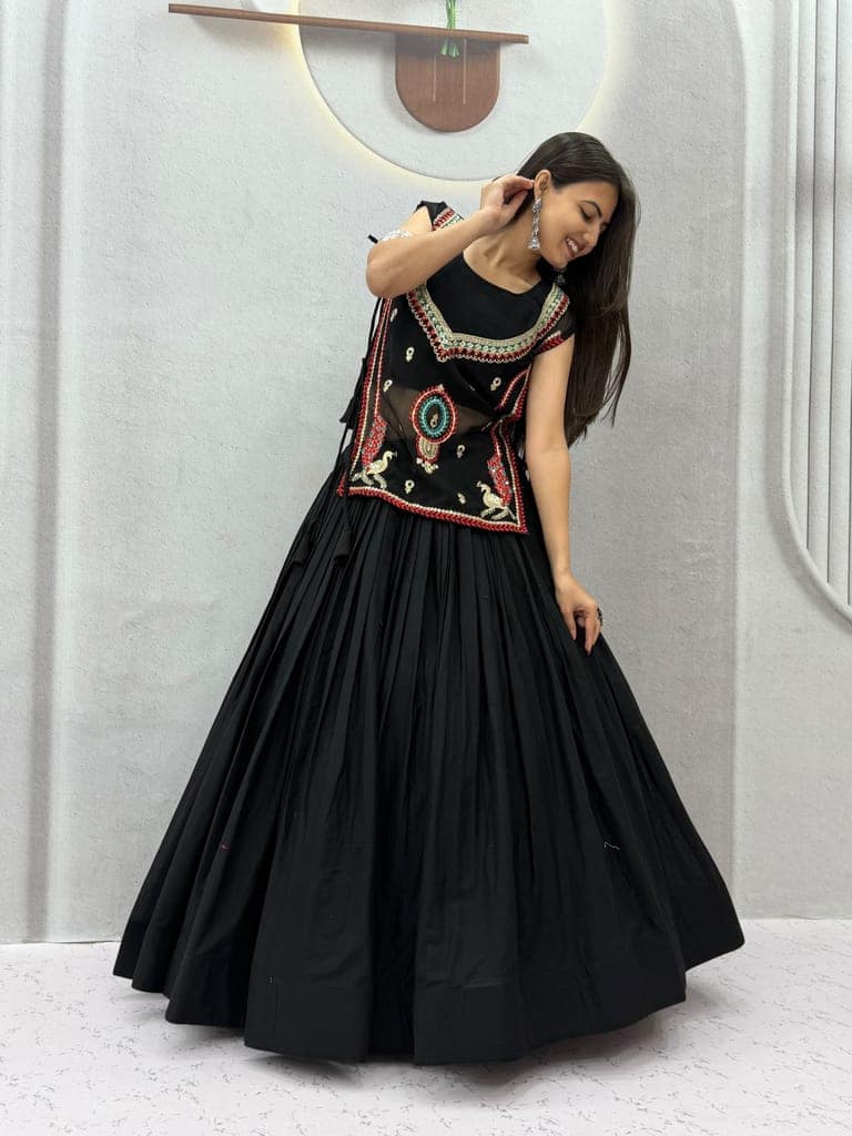 Traditional Black Lehenga Choli for Women | Festive Garba & Dandiya Night Outfit view 9