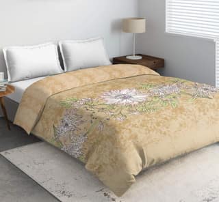 DDECOR - Primary Collection 100% Cotton Floral Pattern 136TC King Quilt |229 CM X 274 CM| - Gold