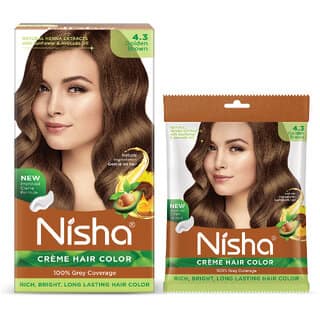 Nisha Color Combo Pack of Golden Brown 120gm Jumbo + 40gm Sachet Pack , 4.3 Golden Brown