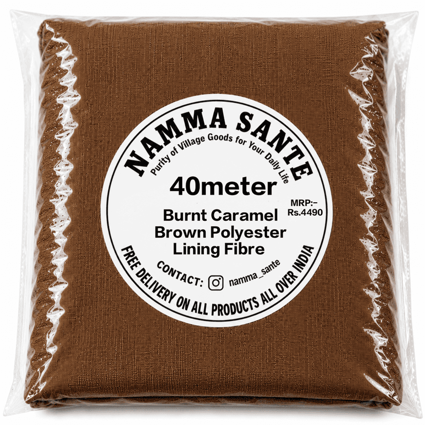 Burnt Caramel Brown Polyester Lining Fibre (Bada Panna), Burnt Caramel Brown Polyester Lining Fabric (Bada Panna), Caramel Brown Polyester Lining Fabric (Bada Panna), Warm Brown Polyester Lining Fabric (Bada Panna), view 4