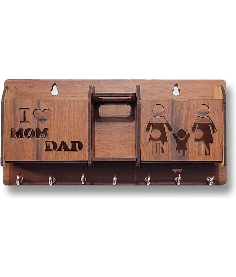 Arpita Crafts Brown Wood Key Holder - Pack of 1