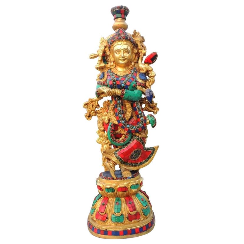Brass Radha Ji God Idol - Handcrafted Temple Decor, Height : 20.5 Inch (BSMAS1628 R) view 2