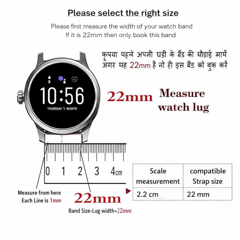 22mm Soft Silicone Watch Strap Compatible with Samsung, Realme, OnePlus, Boat Flash & Noise Colorfit Pulse Grand Smartwatch – Adjustable Replacement Band view 5