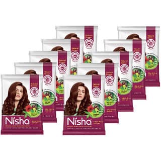 Nisha Natural Henna Based Hair Color Powder Conditioning Herbal Care Silky & Shiny Soft Hair 10Gm And 25Gm Each Sachet Pack of 10 (450 g)