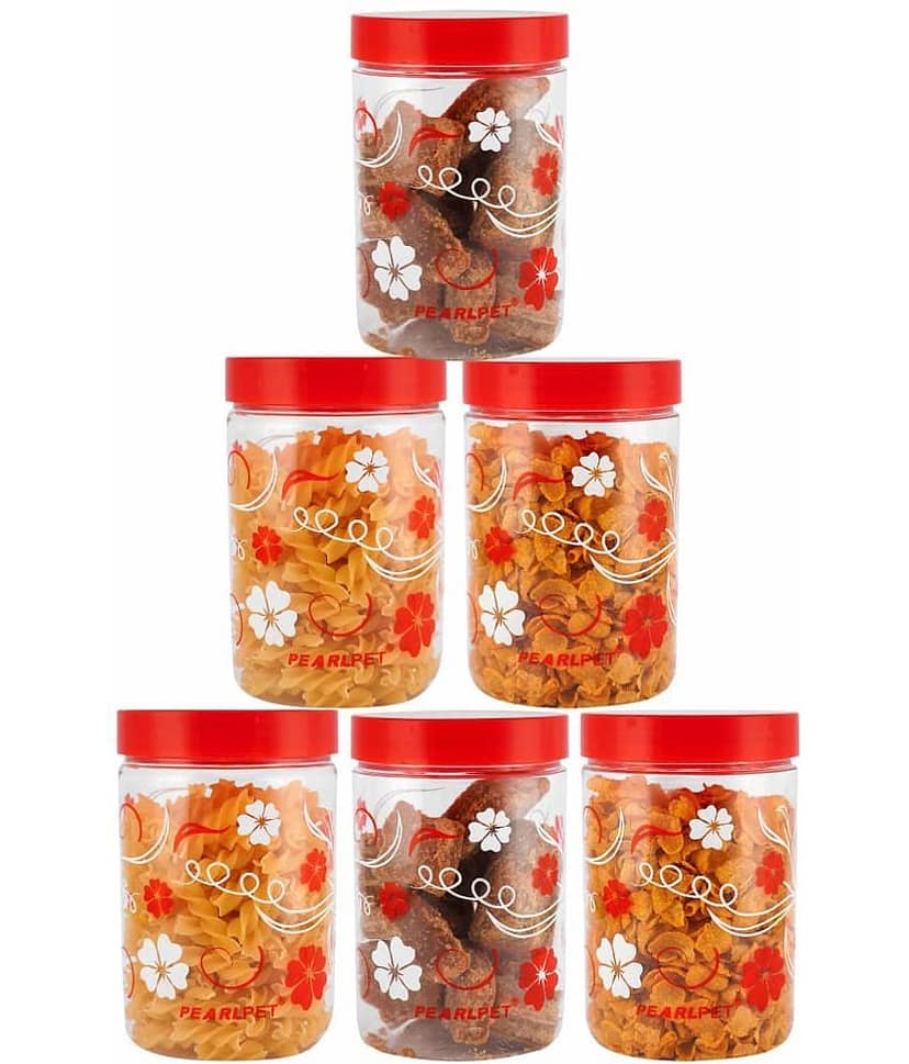 PearlPet - Red Polyproplene Food Container ( Pack of 6 )